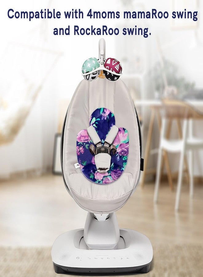 TANOFAR Infant Insert, Newborn Head & Body Support Insert Cushion for Newborn to Toddler, Compatible with 4Moms MamaRoo and RockaRoo Swing, Reversible Design, Soft Breathable, Purple Flower - Image 2